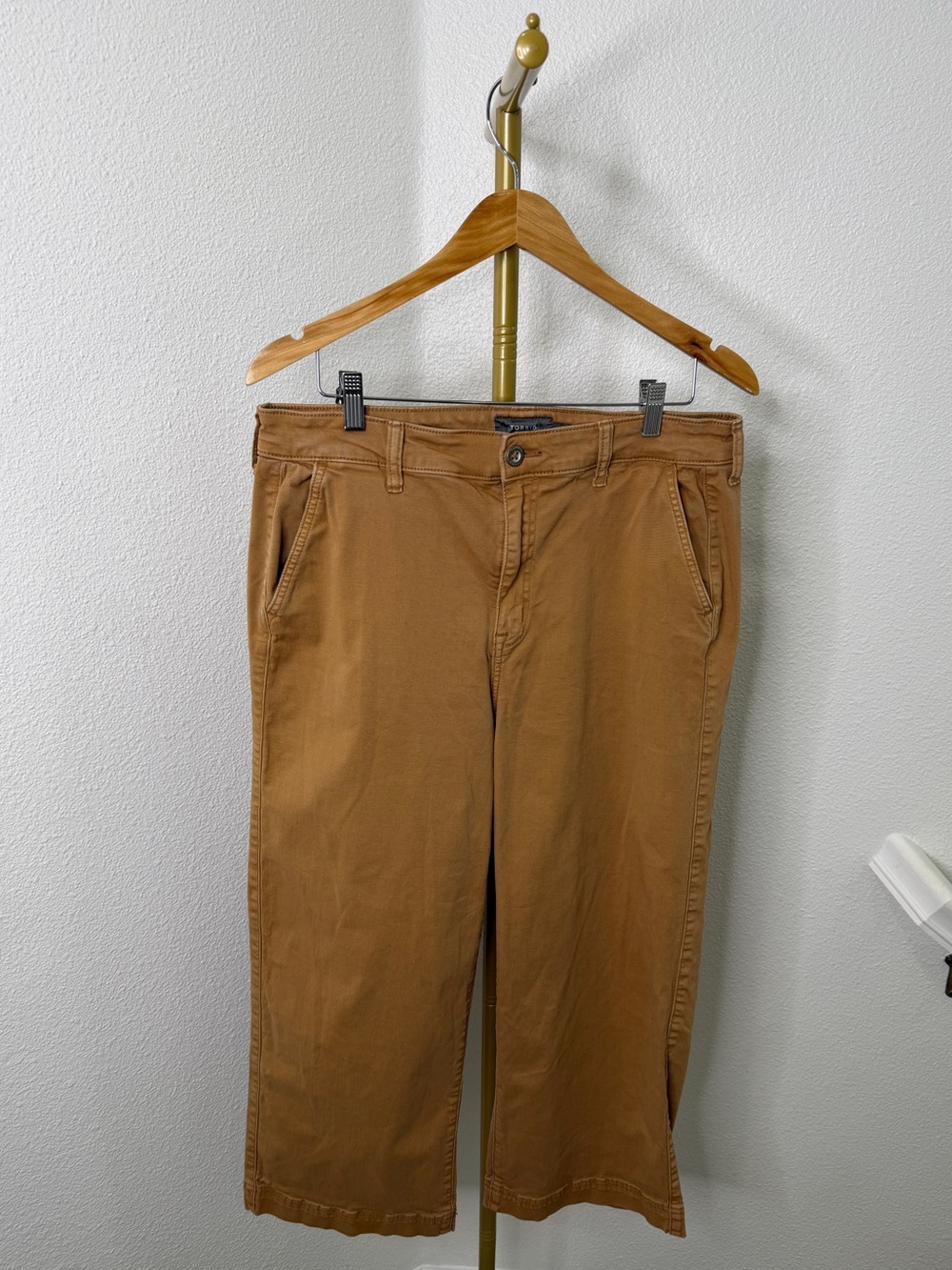 Torrid Tan Brown Cotton Stretch Wide Leg Crop Chino Pants Crop Trouser Size 12